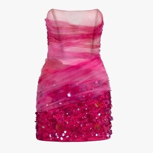 DES PHEMMES Sequined tulle mini dress